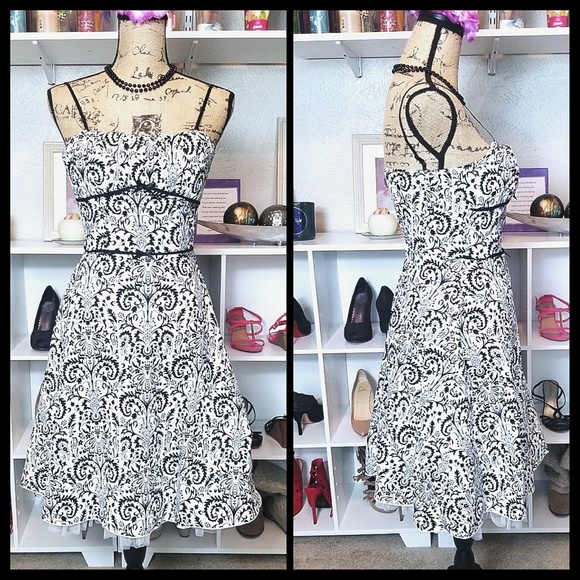 Ruby Rox | Dresses | Ruby Rox Paisley Fit And Flare Dress Black White ...